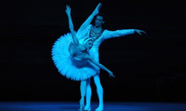 Alyona Kovalyova as Odette/Odile and Jacopo Tissi as Prince Siegfried in The Bolshoi Ballet's production of Yuri Grigorovich's adaptation of Marius Petipa and Lev Ivanov's Swan Lake.