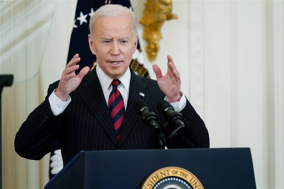 <i>Patrick Semansky/AP</i><br/>President Joe Biden is calling for a faster drop in gas prices as oil prices decrease. Seen here is Biden speaking during an event at the White House on March 15.