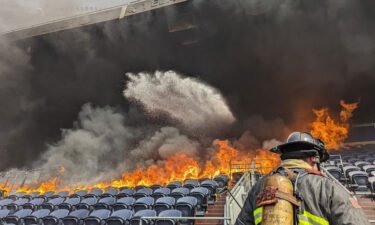 Seats in the third level of Empower Field in Denver caught fire Thursday afternoon.