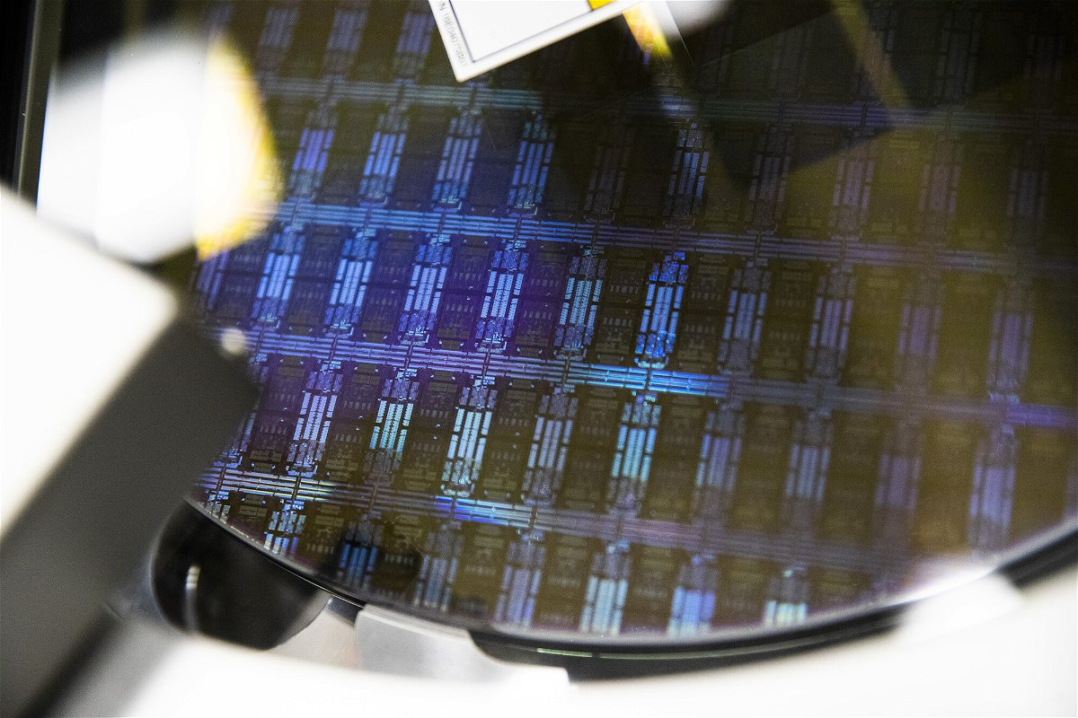 <i>Adam Glanzman/Bloomberg/Getty Images</i><br/>A wafer is processed in a semiconductor manufacturing facility in Malta