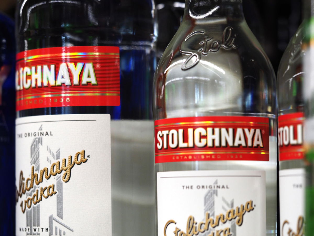 <i>Igor Golovniov/SOPA Images/LightRocket/Getty Images</i><br/>Bottles of Stolichnaya vodka seen displayed in 2020. The vodka