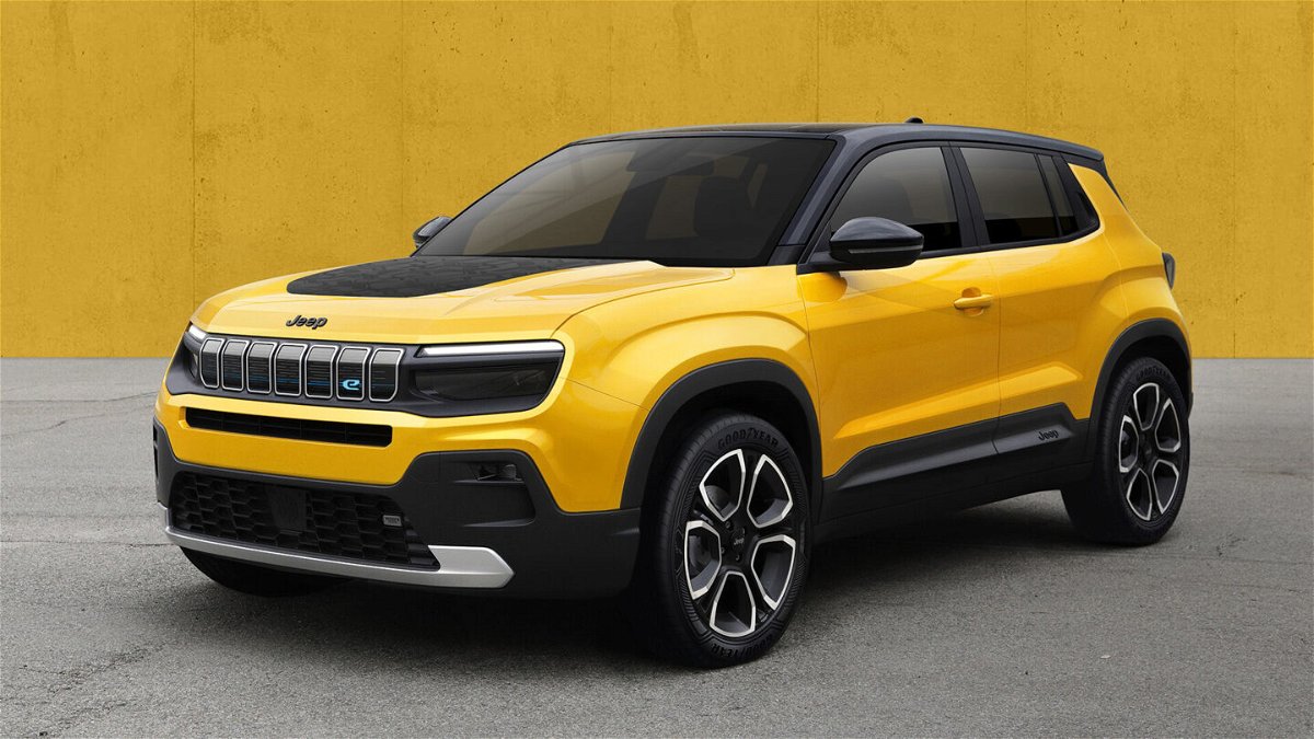 <i>Stellantis</i><br/>Stellantis CEO Carlos Tavares showed an image of a fully electric Jeep SUV that's expected to go into production early next year.