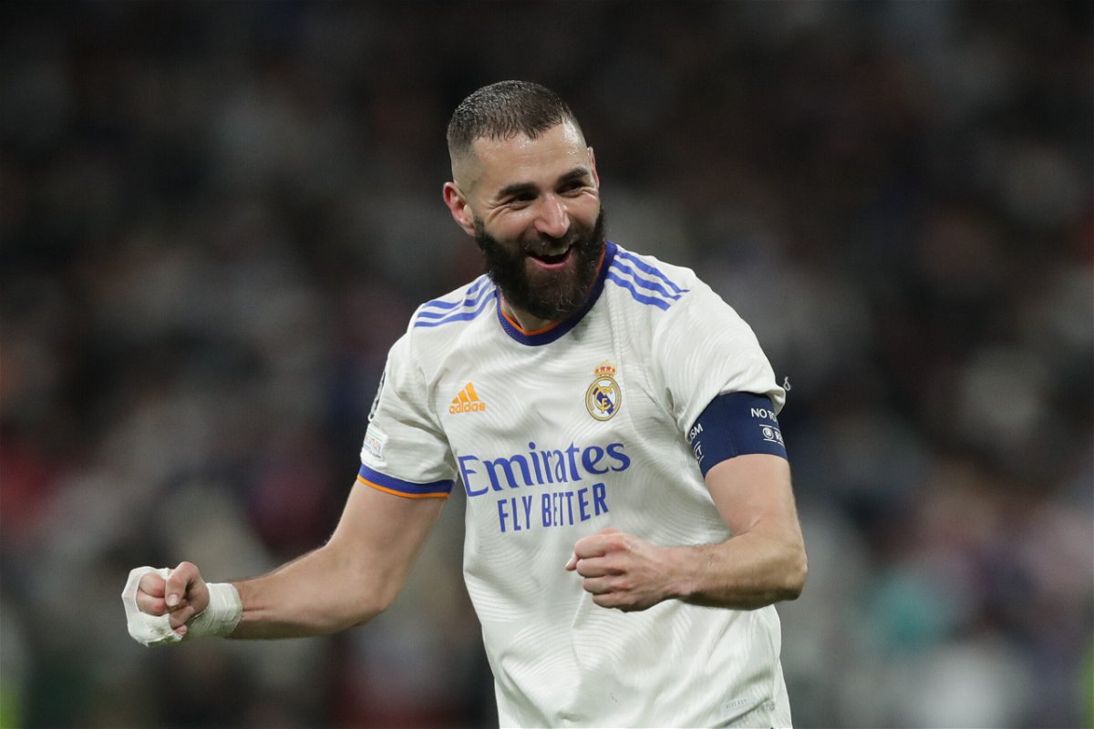 <i>Gonzalo Arroyo Moreno/Getty Images Europe/Getty Images</i><br/>Real Madrid's Karim Benzema celebrates after Real Madrid beat Paris Saint-Germain on March 9. The team will now face reigning champion Chelsea in the quarterfinals of the Champions League.