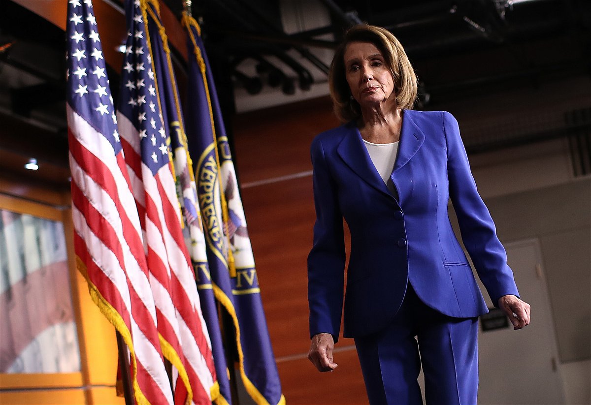 <i>Win McNamee/Getty Images</i><br/>House Speaker Nancy Pelosi departs her weekly press conference in January 2019 in Washington