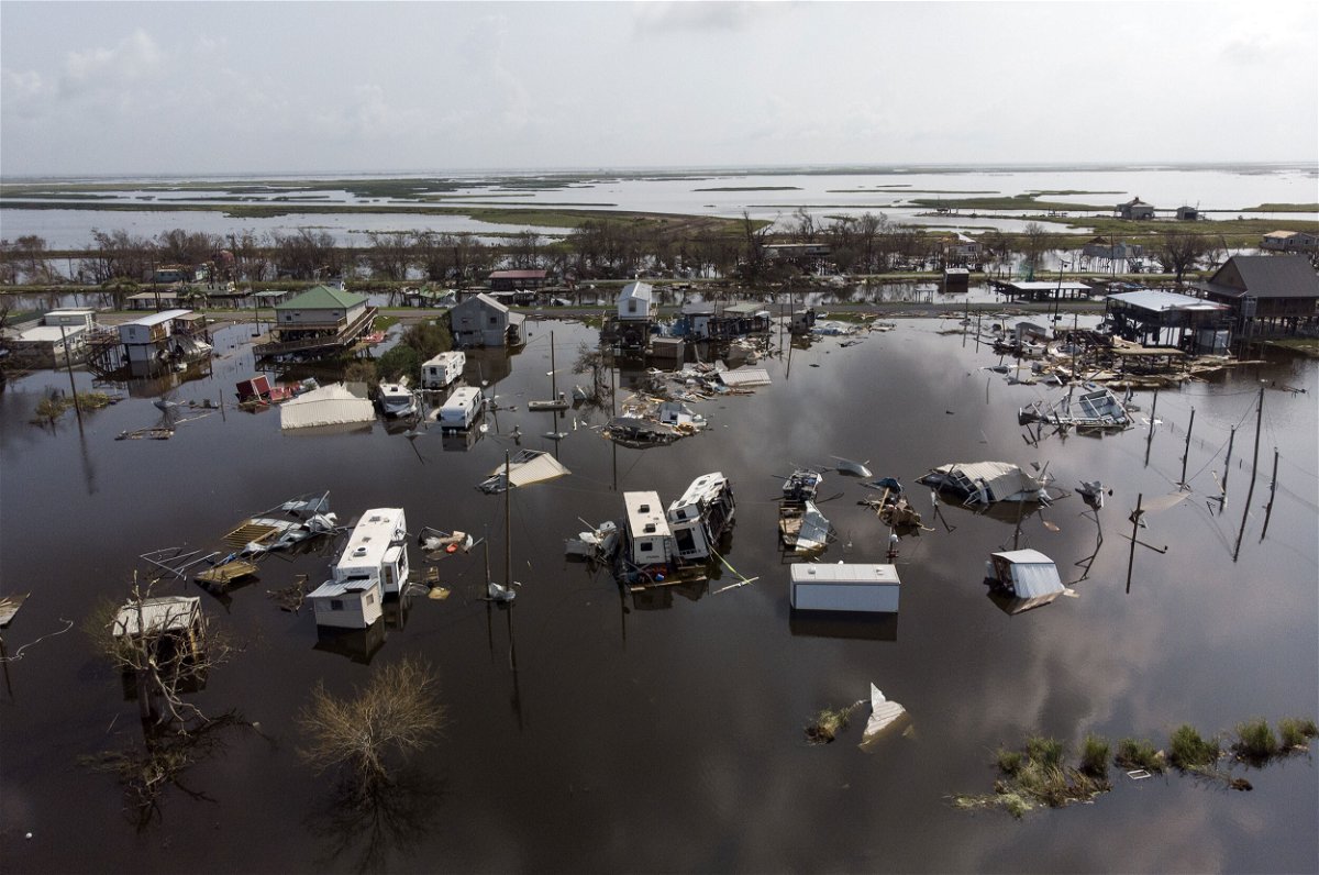<i>Mark Felix/Bloomberg/Getty Images</i><br/>Damaged homes in floodwater after Hurricane Ida are shown in Louisiana