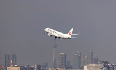 A Japan Airlines plane takes off from Haneda Airport in Tokyo