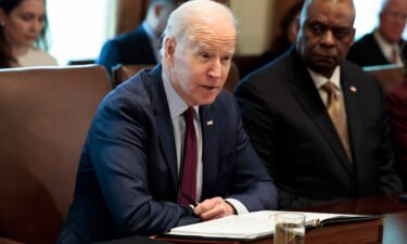 U.S. President Joe Biden speaks to reporters before the start of a cabinet meeting in the Cabinet Room of the White House on March 03