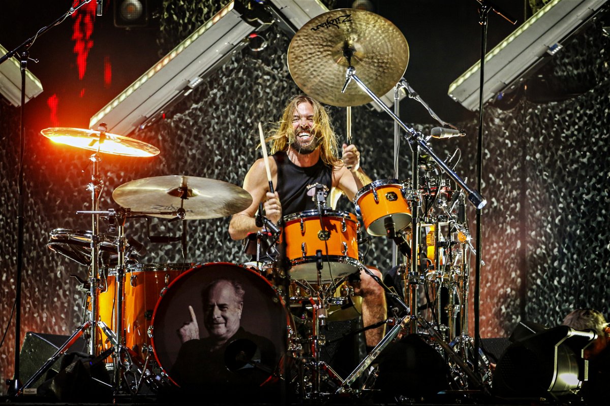 <i>Paul Rovere/The Age/Fairfax Media/Getty Images</i><br/>Foo Fighters drummer Taylor Hawkins performs on stage at GHMBA Stadium on March 4 in Geelong