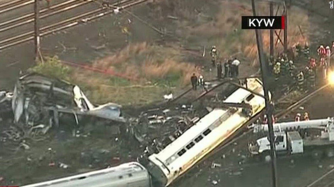 <i>KYW</i><br/>The engineer of an Amtrak train that derailed in Philadelphia in 2015 killing eight people has been found not guilty. The wreckage of Amtrak 188 is seen from air the day after it derailed.