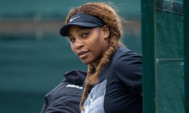 Serena Williams is seen here at a practice session ahead of the 2021 Wimbledon competition.