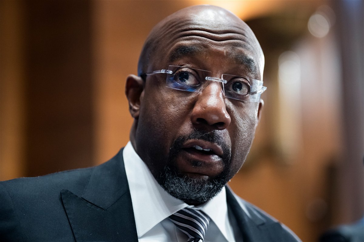 <i>Tom Williams/Pool/Getty Images</i><br/>Georgia Sen. Raphael Warnock is seen at a hearing on Capitol Hill in Washington