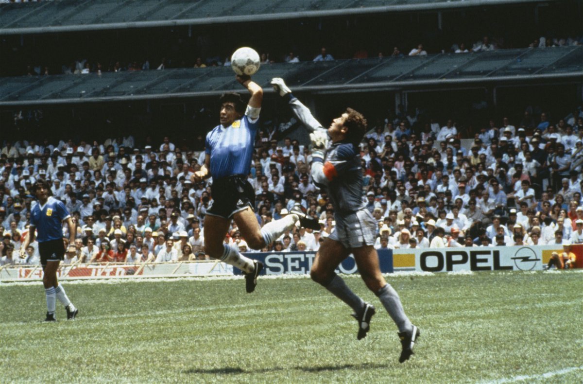 <i>Bob Thomas/Getty Images/file</i><br/>The shirt Diego Maradona wore during the 1986 World Cup quarterfinal against England -- the match in which he scored the 'Hand of God' and the 'Goal of the Century' -- is estimated to fetch more than £4 million ($5.25 million) at auction.