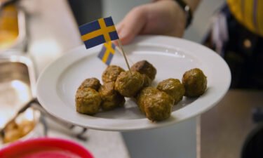 Meatballs are served at an Ikea restaurant in Amsterdam