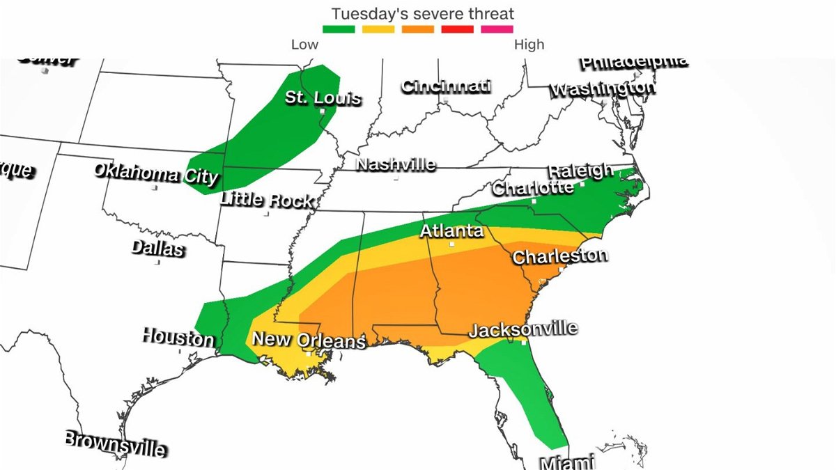 <i>cnnweather</i><br/>Parts of the South are once again under the threat of severe weather this week