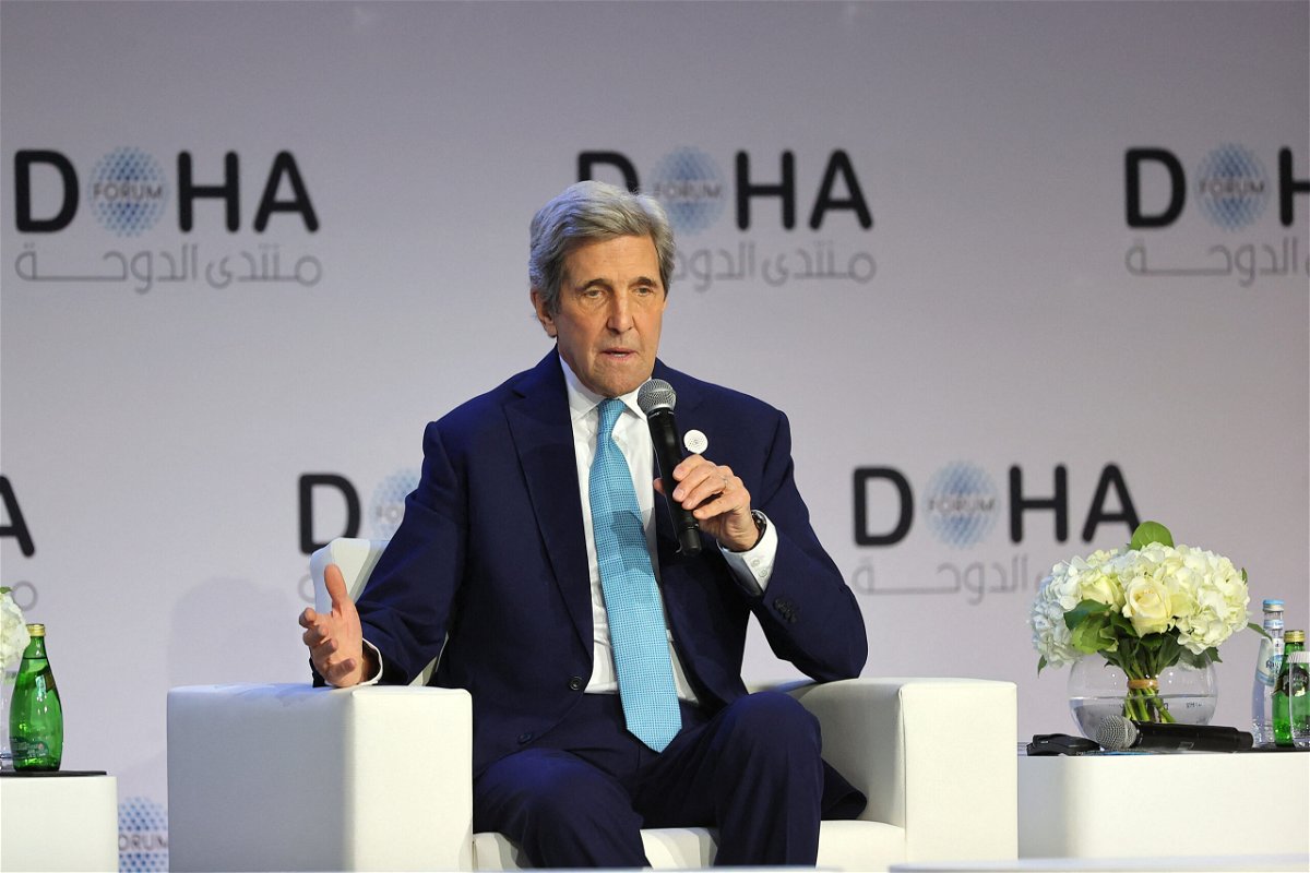 <i>Karim Jaafar/AFP/Getty Images</i><br/>Kerry speaks at the Doha Forum in Qatar's capital in March.