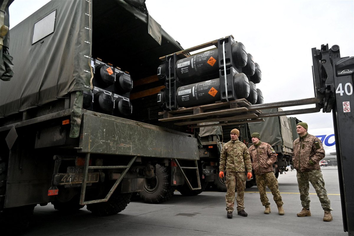 <i>Sergei Supinsky/AFP/Getty Images</i><br/>What happens to weapons sent to Ukraine? The US doesn't really know. Ukrainian servicemen are seen loading a truck with Javelin anti-tank missiles.