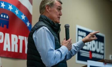Former U.S. senator and Republican gubernatorial candidate David Perdue speaks at a campaign event on February 1 in Dalton
