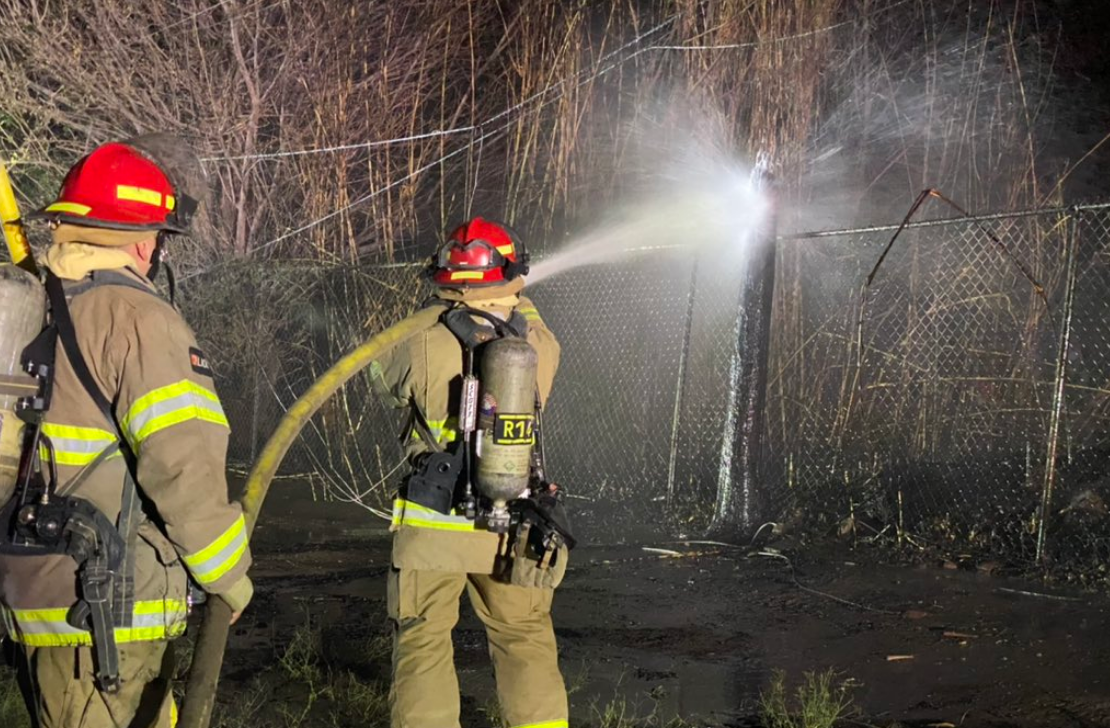 Crews extinguish an overnight fire on the 7200 block of Dale Rd.