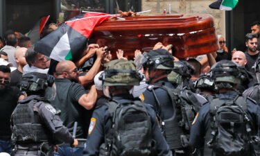 Violence erupts between Israeli security forces and Palestinian mourners carrying the casket of slain  Al-Jazeera journalist Shireen Abu Akleh out of a hospital