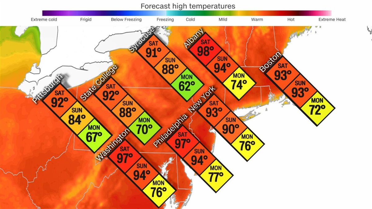 <i>CNN Weather</i><br/>Record breaking heat will reach the Northeast this weekend.