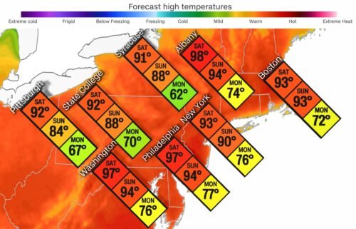 Record breaking heat will reach the Northeast this weekend.