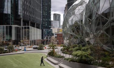 Amazon ends its paid Covid-19 sick leave policy. Pictured are the Amazon headquarters on March 10