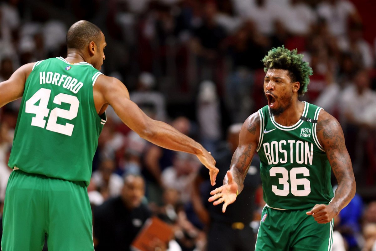 <i>Michael Reaves/Getty Images North America/Getty Images</i><br/>Marcus Smart