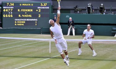 Rafael Nadal reaches for a shot against Roger Federer in the Wimbledon men's final in July 2008. Nadal is considered by many the best tennis match ever played.
