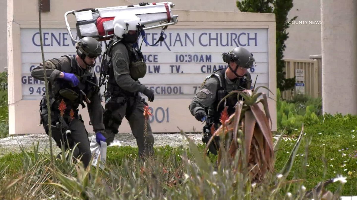 <i>County News</i><br/>First responders on the scene of a shooting at the Geneva Presbyterian Church in Laguna Woods