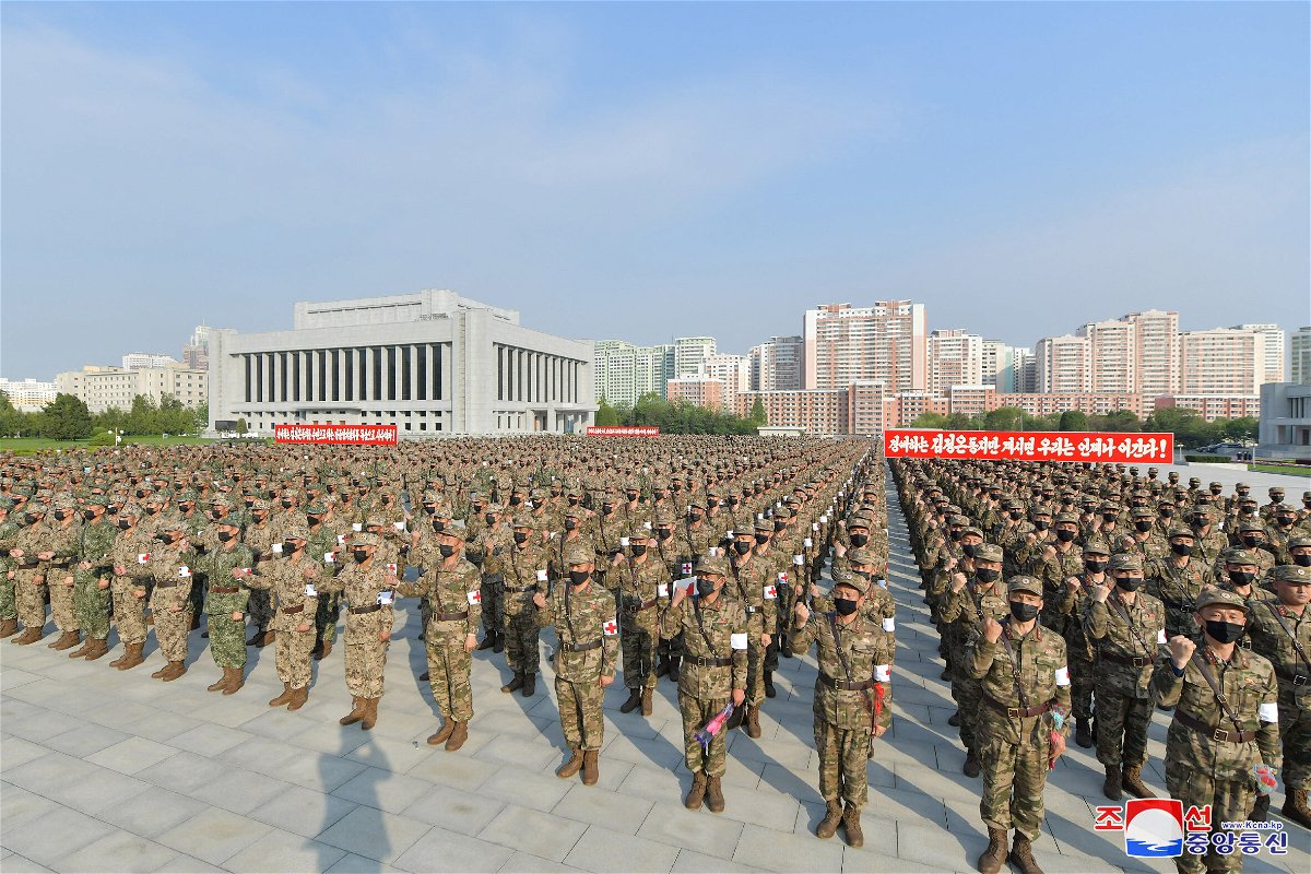 <i>KCNA/Reuters</i><br/>North Korean military personnel have been mobilized to assist in the distribution of medical supplies as Pyongyang grapples with high Covid case numbers.