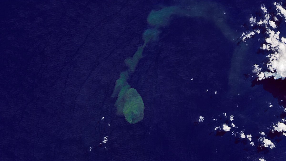 <i>Earth Observatory/NASA</i><br/>NASA's Earth Observatory has released satellite images of an undersea volcano erupting. This image