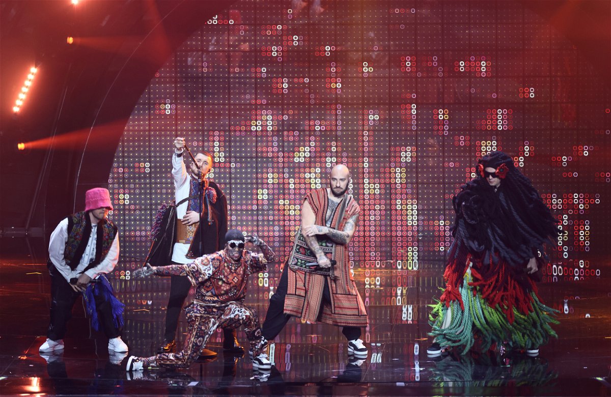 <i>Jens B'ttner/picture-alliance/dpa/AP</i><br/>The Kalsuh Orchestra from Ukraine performs with the title Stefania at the first semifinal of the Eurovision Song Contest (ESC).