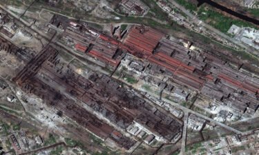 A satellite image shows an overview of the Azovstal steel plant