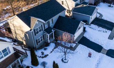 An aerial photo made with a drone shows a house for sale in Round Lake Heights