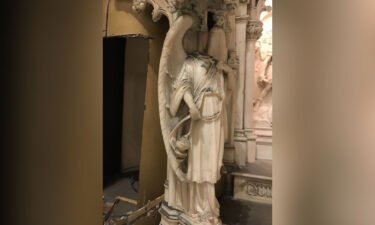 A head was removed from an angel statue flanking the alter during the theft