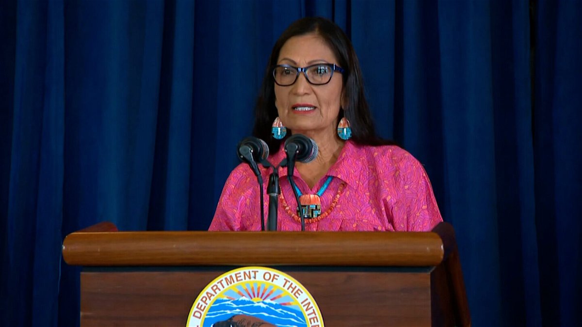 <i>Pool</i><br/>Interior Secretary Deb Haaland discussed on May 11 the findings of an investigation into the conditions that Native American children endured in boarding schools between 1819 and 1969.