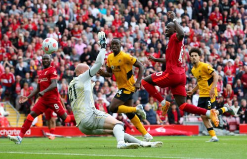 Sadio Mane has the ball in the net for his second