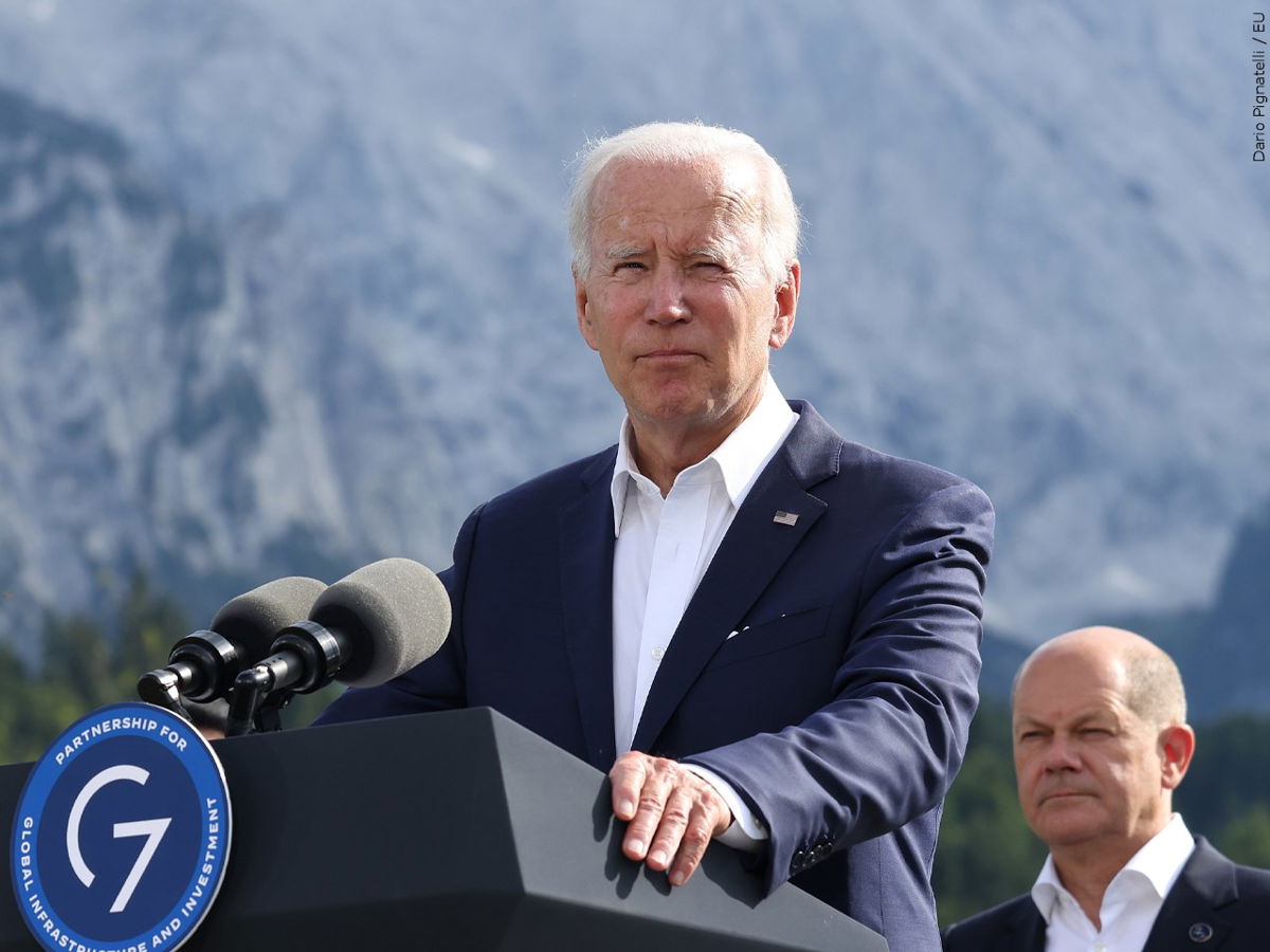 President Biden speaks on the first day of the G7 leaders' summit in Germany Sunday 