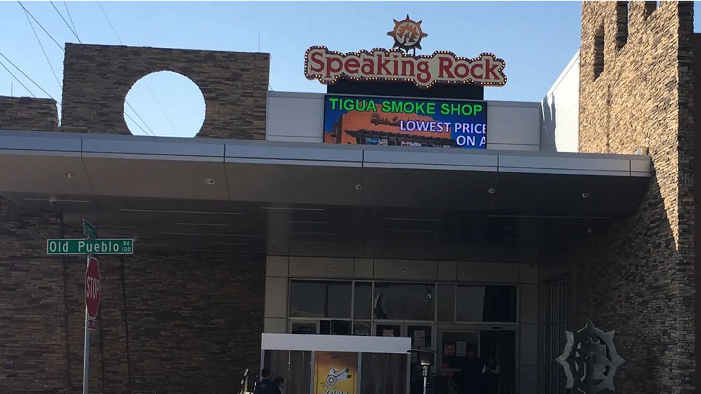 An entrance to Speaking Rock Entertainment Center, the focal point of a decades long fight over gambling between the state of Texas and El Paso's Ysleta del Sur Pueblo.