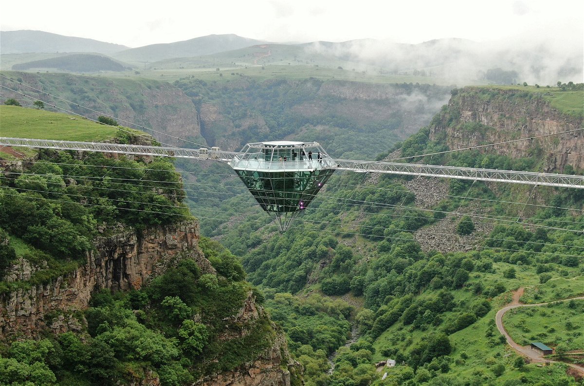<i>Irakli Gedenidze/Reuters</i><br/>The glass bridge and bar have opened over the Dashbashi Canyon outside the town of Tsalka