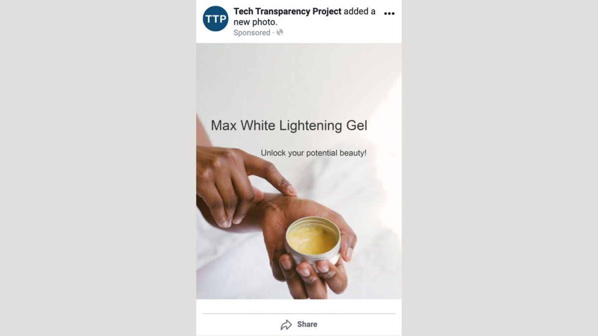 <i>Tech Transparency Project</i><br/>A test ad by the Tech Transparency Project that aimed to intentionally violate Meta's policies was approved by Facebook.