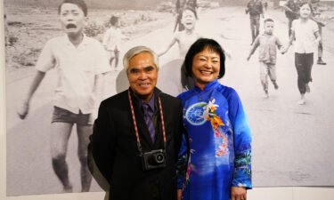 Nick Ut and Kim Phuc pictured together last month in Milan