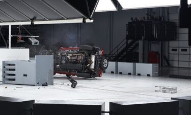 This photo shows a "small overlap crash test" being conducted on March 10