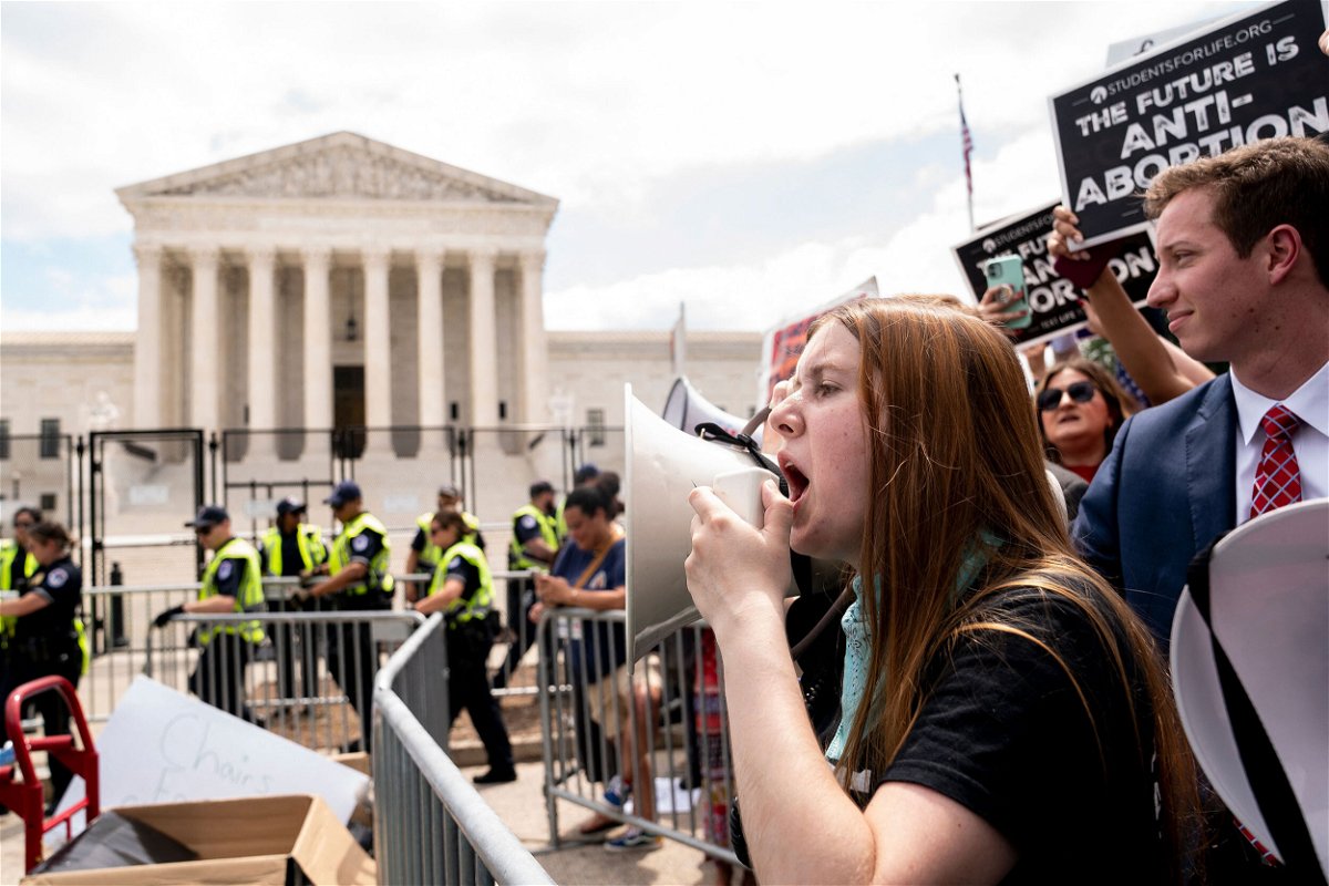 <i>Stefani Reynolds/AFP/Getty Images</i><br/>Anti-abortion activists gather outside the US Supreme Court in Washington
