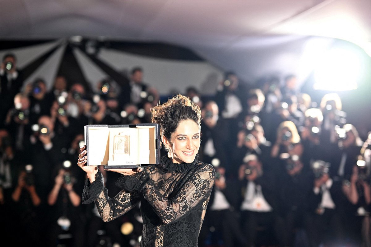 <i>Loic Venance/AFP/Getty Images</i><br/>Iranian actress Zar Amir Ebrahimi poses with her trophy during a photocall after she won the best actress prize for her part in 