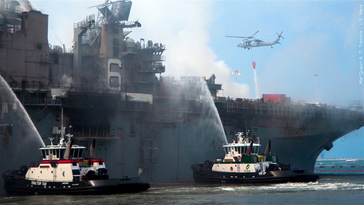 Fire aboard USS Bonhomme Richard in San Diego, California (Navy charges sailor in connection with USS Bonhomme Richard fire), Photo Date: 7/14/2020