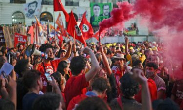Supporters of Brazil's former president (2003-2010) and presidential pre-candidate for the Workers Party (PT) Luiz Inacio Lula da Silva