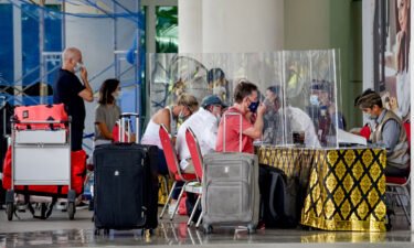 International travelers at Ngurah Rai International Airport in Bali