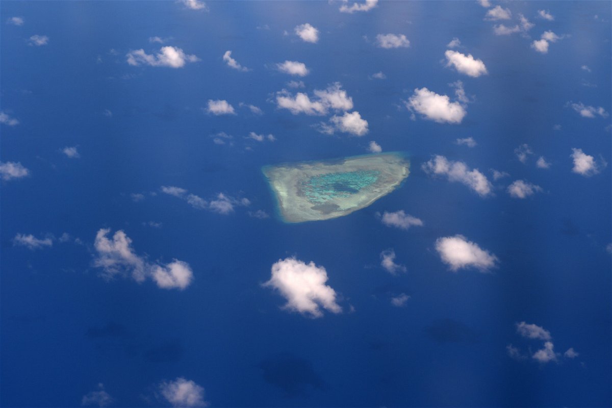 <i>Ted Aljibe/AFP/Getty Images</i><br/>A reef in the disputed Spratly Islands on April 21