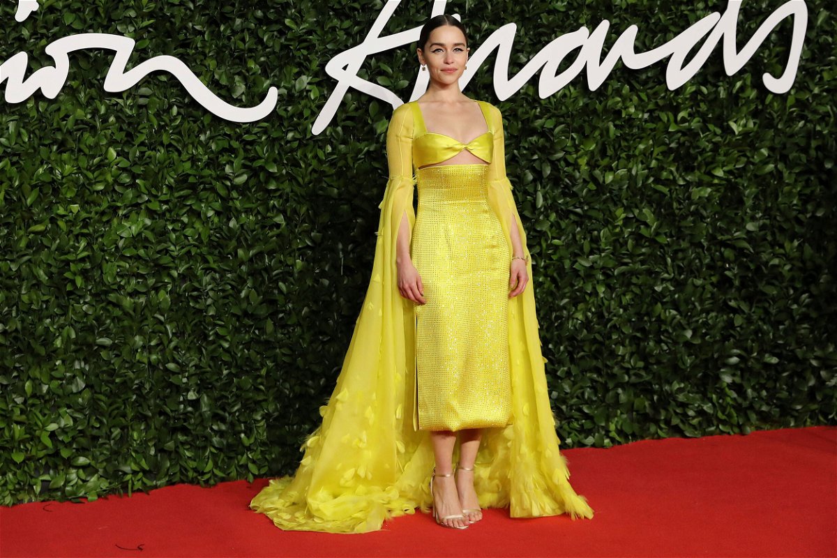 <i>Isabel Infantes/AFP/Getty Images</i><br/>Emilia Clarke poses on the red carpet upon arrival at The Fashion Awards 2019 in London on December 2